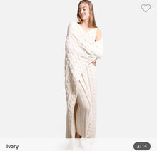Load image into Gallery viewer, Sale! Cozy Braided Cable Knit Blanket Ivory - 60x50