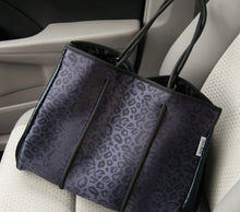 Load image into Gallery viewer, Black Leopard Neoprene Bag - Purse with matching clutch.