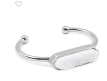 Load image into Gallery viewer, Kinsley Silver Quartz White Druzy Bangle S/M