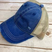 Load image into Gallery viewer, Sale! Blue Distressed Baseball Cap