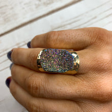 Load image into Gallery viewer, Sale! Purple Rainbow Druzy Ring