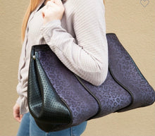 Load image into Gallery viewer, Black Leopard Neoprene Bag - Purse with matching clutch.