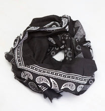 Load image into Gallery viewer, Sale! Black Light Paisley Scarf