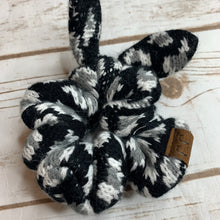 Load image into Gallery viewer, Large Black Leopard Knit Scrunchie - SALE!