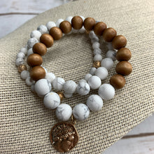 Load image into Gallery viewer, White/Wood Bracelet Set