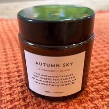 Load image into Gallery viewer, Sale! Autumn Sky Cinnamon &amp; Clove Soy Candle 3oz
