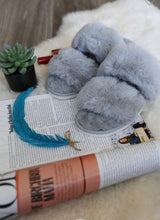 Load image into Gallery viewer, GREY FUZZY SLIPPERS - SALE!