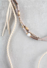 Load image into Gallery viewer, Crystal Bead Suede Tan Wrap Necklace