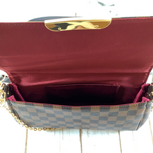 Load image into Gallery viewer, Sale! Inspired Brown Checked Purse with Crossbody Strap