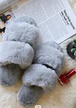 Load image into Gallery viewer, GREY FUZZY SLIPPERS - SALE!