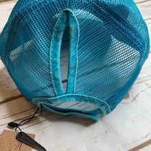 Load image into Gallery viewer, Turquoise Distressed High Pony Hat