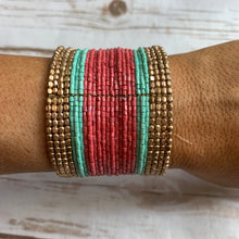 Load image into Gallery viewer, Sale! Mint/Coral Bead Cuff