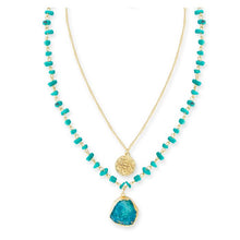 Load image into Gallery viewer, Trailblazer Necklace - Turquoise Brass Alloy Art Stone &amp; Agate.