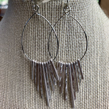 Load image into Gallery viewer, Worn Silver Multi Hammered Bar Drop Earrings