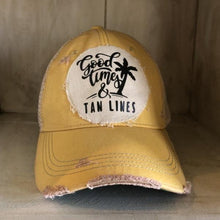 Load image into Gallery viewer, Sale! Yellow Good Times Tan lines - Distressed Cap Hat