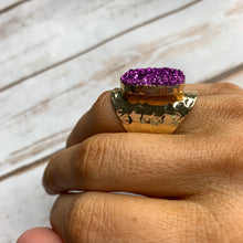 Load image into Gallery viewer, Magenta Druzy Ring