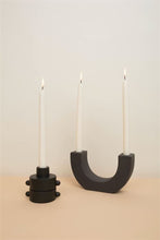 Load image into Gallery viewer, Candle Holder - U-Shaped Ceramic Taper Holder - Black