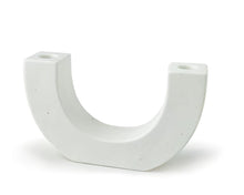 Load image into Gallery viewer, Candle Holder - U-Shaped Ceramic Taper Holder - White Speckled