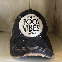 Load image into Gallery viewer, Sale! Black Pool Vibes - Distressed Cap Hat