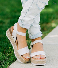 Load image into Gallery viewer, Sale! Size 6 or 6.5 - White Ankle Strap Wedge Sandal