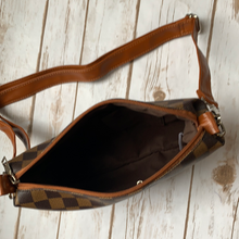 Load image into Gallery viewer, Inspired Crossbody Purse. Brown Checkered.