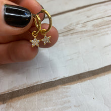 Load image into Gallery viewer, Gold Dipped CZ Star Hoops