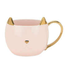 Load image into Gallery viewer, Cat Mug - Ceramic Pink w Gold. 12oz.