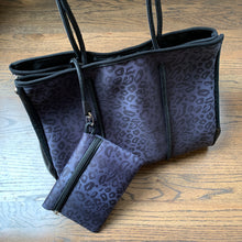 Load image into Gallery viewer, Black Leopard Neoprene Bag - Purse with matching clutch.