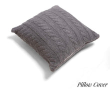 Load image into Gallery viewer, Cozy Braided Charcoal Cable Knit Pillow Cover (pillow not included) 18x18