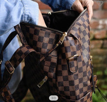 Load image into Gallery viewer, Brown Checked Inspired Backpack