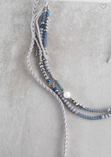 Load image into Gallery viewer, Sale! Crystal Bead Suede Blue/Grey Wrap Necklace