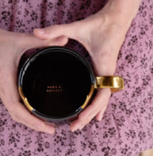 Load image into Gallery viewer, Cat Mug - Ceramic Black w Gold. 12oz.