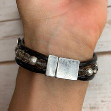Load image into Gallery viewer, Black Layered Magnetic Bracelet