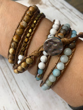 Load image into Gallery viewer, Brown/Mint Stone Wrap Bracelet