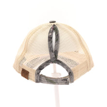 Load image into Gallery viewer, CC Grey Floral Camo Mesh Back High Pony Cap Hat