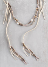 Load image into Gallery viewer, Crystal Bead Suede Tan Wrap Necklace
