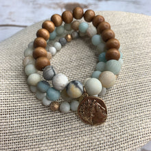Load image into Gallery viewer, Mint/Wood Bracelet Set