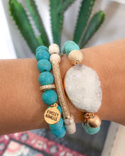 Load image into Gallery viewer, KINSLEY Stone Collection - Gold Aqua Marine Bracelet S/M