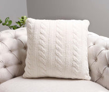 Load image into Gallery viewer, Cozy Braided Ivory Cable Knit Pillow Cover (pillow not included) 18x18