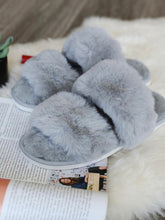Load image into Gallery viewer, GREY FUZZY SLIPPERS - SALE!