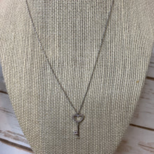Load image into Gallery viewer, White Gold Dipped CZ Key Necklace