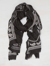 Load image into Gallery viewer, Sale! Black Light Paisley Scarf