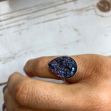 Load image into Gallery viewer, Sale! BlackBerry Silver Druzy Ring
