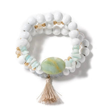 Load image into Gallery viewer, White/Mint Wood Bead Stack