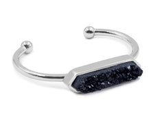 Load image into Gallery viewer, Kinsley Silver Raven Quartz Druzy Bangle L/XL