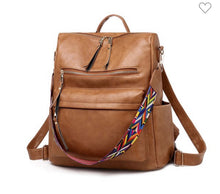 Load image into Gallery viewer, Tan Leather Guitar Strap Backpack
