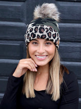 Load image into Gallery viewer, Camo/Leopard Pom Beanie