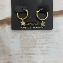 Load image into Gallery viewer, Gold Dipped CZ Star Hoops
