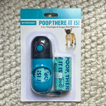 Load image into Gallery viewer, Poop, There It Is - 2 in 1 Flashlight and Doggie Bag Dispenser - Blue