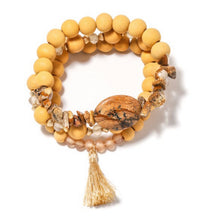 Load image into Gallery viewer, Sale! Mustard Wood Bead Stack
